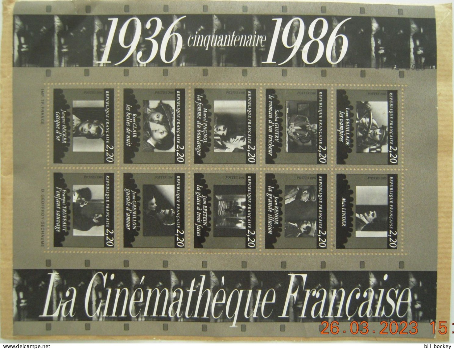 1986 CINQUANTIÈME ANNIVERSAIRE 50 DE LA CINÉMATHÈQUE FRANÇAISE - Complet 10 Timbres Non Oblitérés - Autres & Non Classés