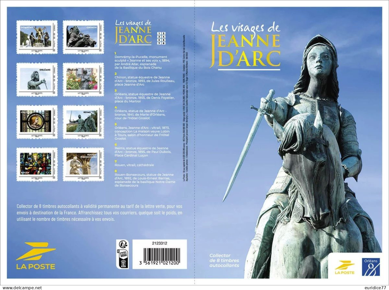 France 2023 - Collector 8 Timbres - Les Visages De Jeanne D'Arc - Lettre Verte - Collectors