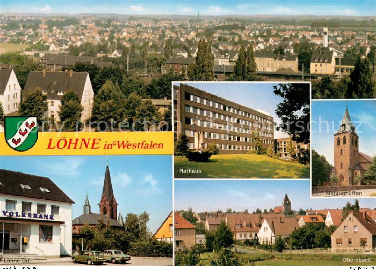 73670562 Loehne Stadtpanorama Rathaus Kirche Mennighueffen Obernbeck Loehne - To Identify