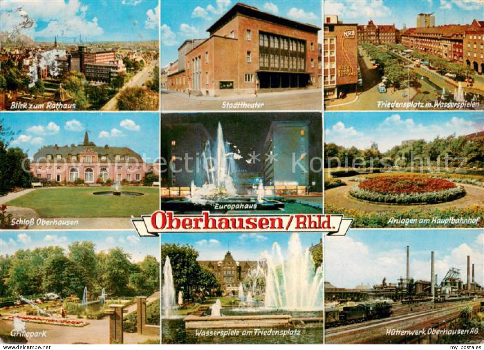 73670542 Oberhausen Panorama Blick Zum Rathaus Stadttheater Friedensplatz Wasser - Oberhausen