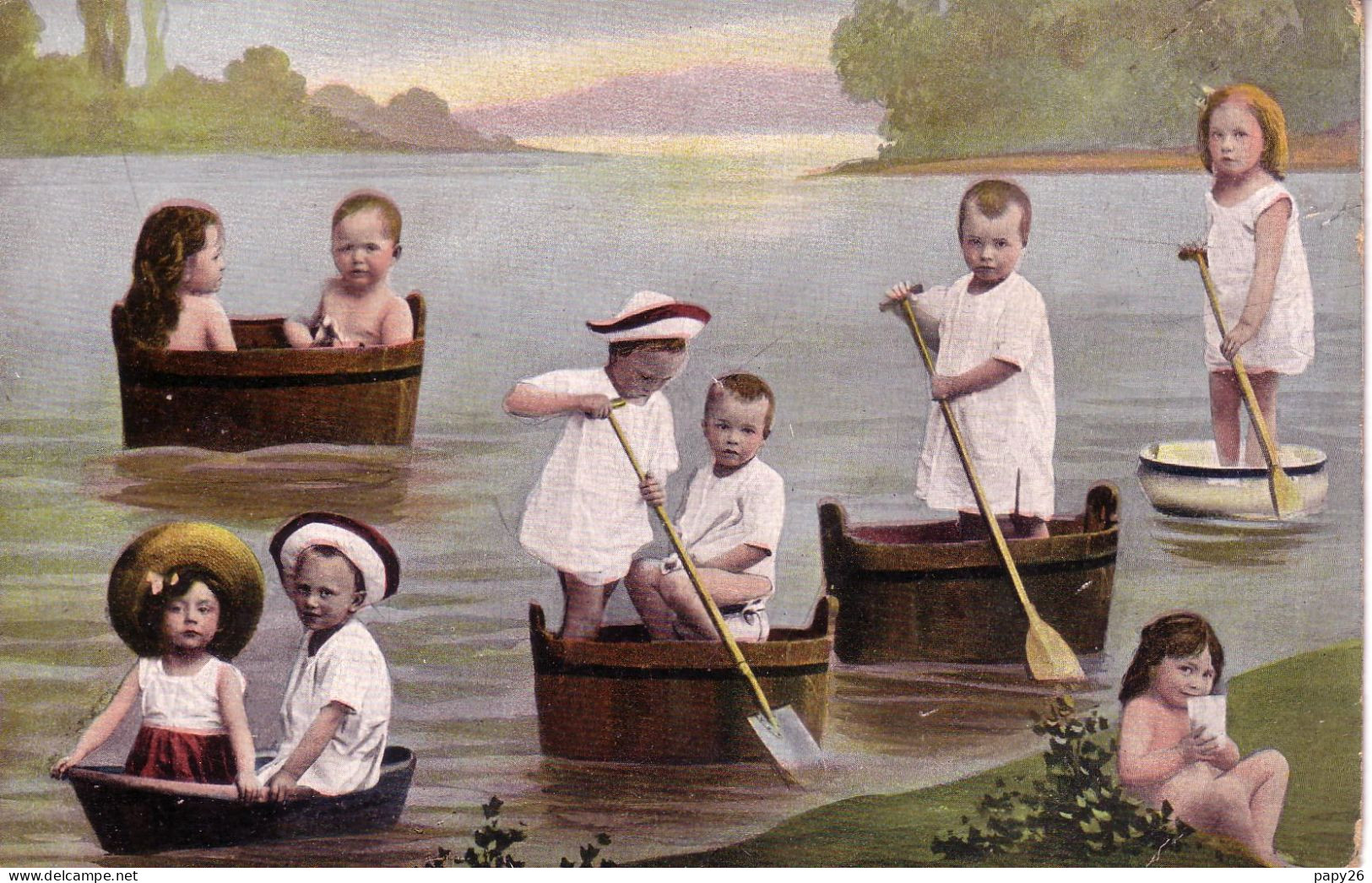 Cpa Bébés Sur L'eau - Bébés