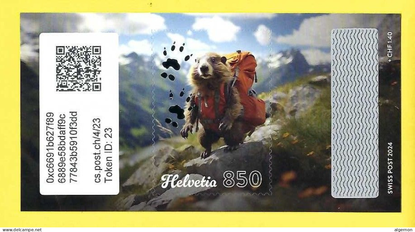2024 Swiss Crypto Stamp 4.0 - ID 23** Marmotte Hiking Randonnée Tirage 7500 Exemplaires ! - Ongebruikt