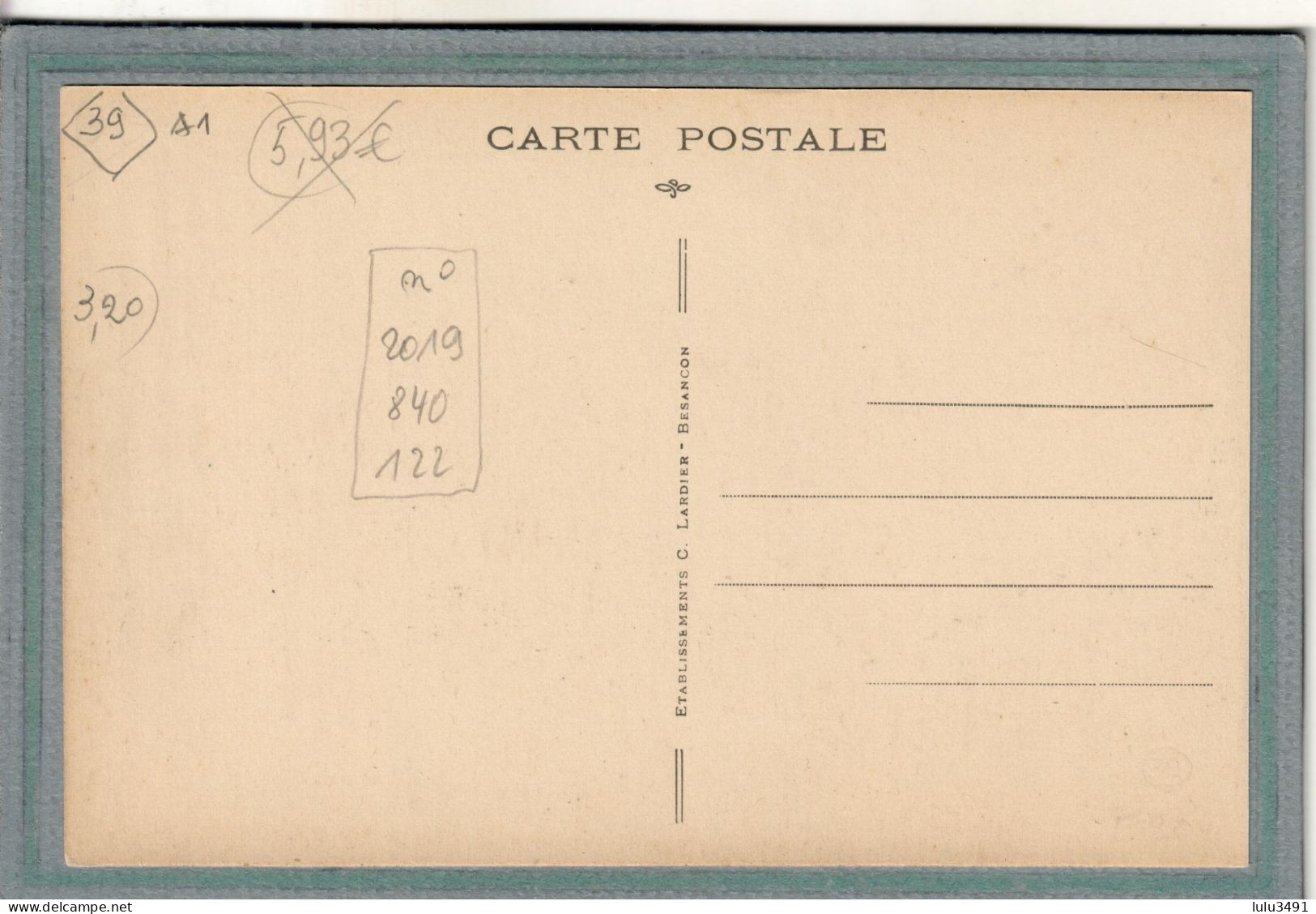 CPA (39) CHAUX-des-CROTENAY - Aspect De L'Hôtel Des Lacs En 1920 - Autres & Non Classés