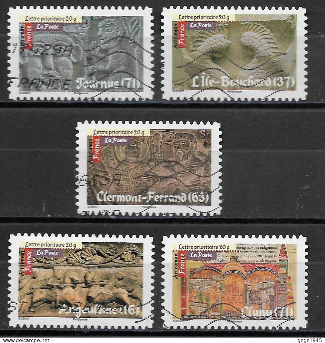 France 2010  Oblitéré  Autoadhésif   N° 455 - 459 - 462 - 464 - 465     " Art Roman " - Used Stamps