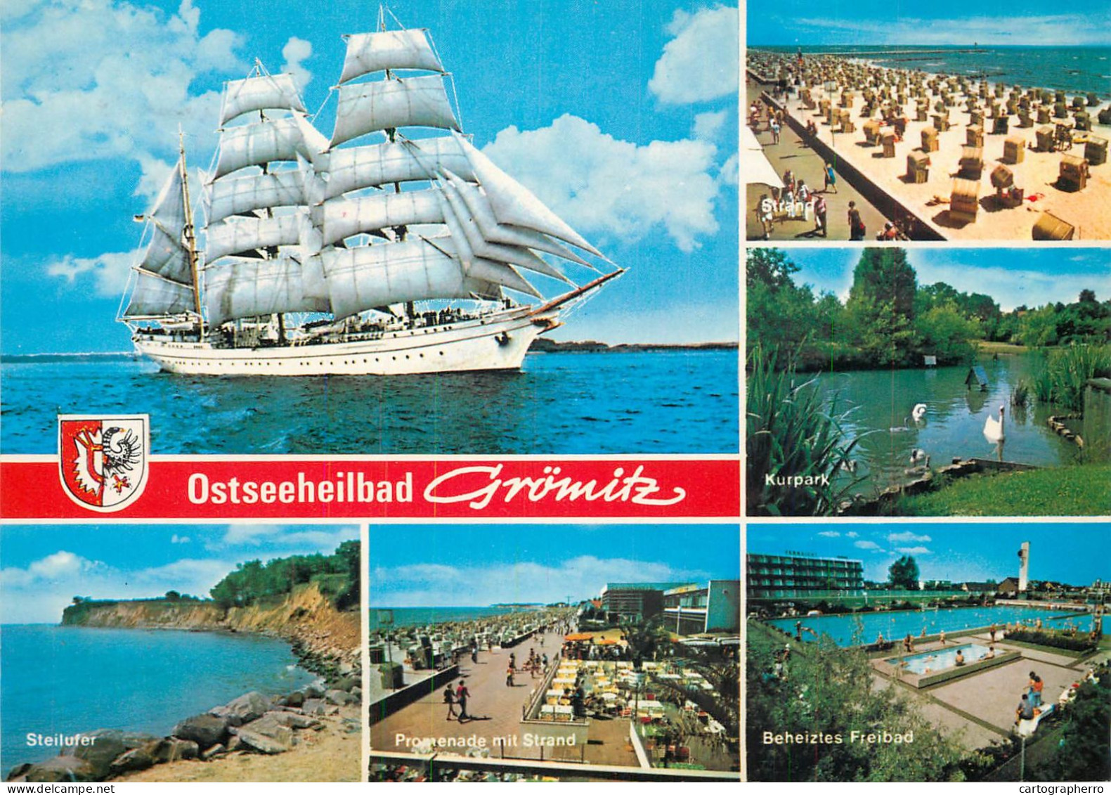 Navigation Sailing Vessels & Boats Themed Postcard Ostseeheilbad Gromitz Scooner - Velieri