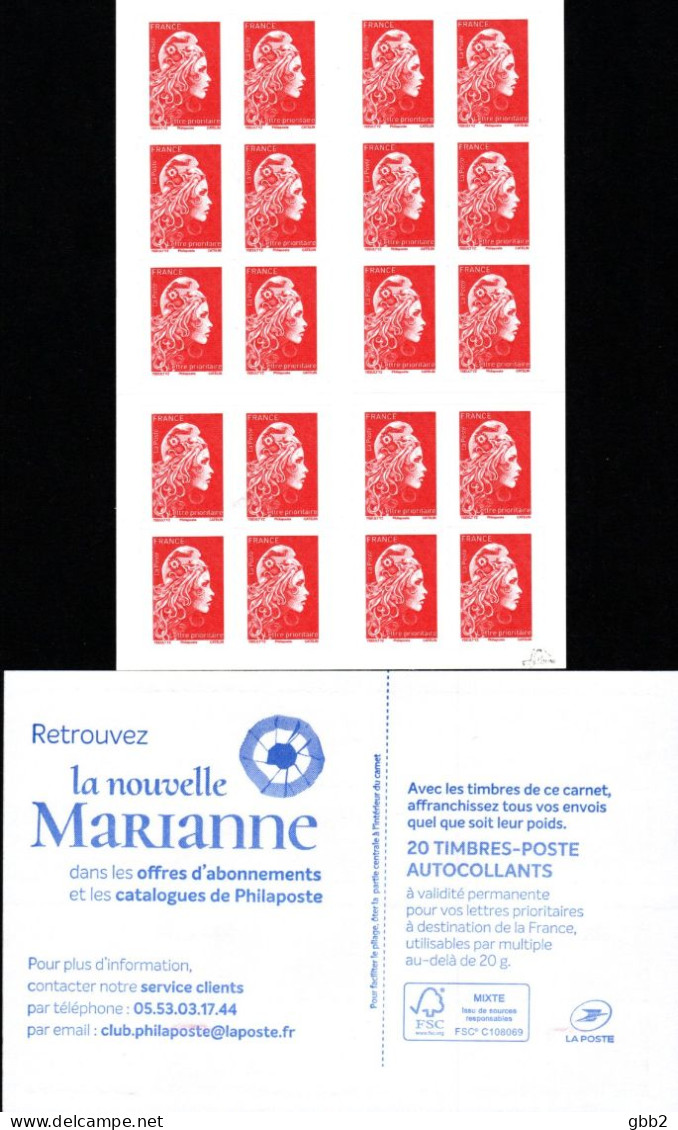 CARNET 1599A-C 8 Marianne D' YSEULT YZ "RETROUVEZ LA NOUVELLE MARIANNE" Avec Variété Signée. SEULE PROPOSITION. - Booklets