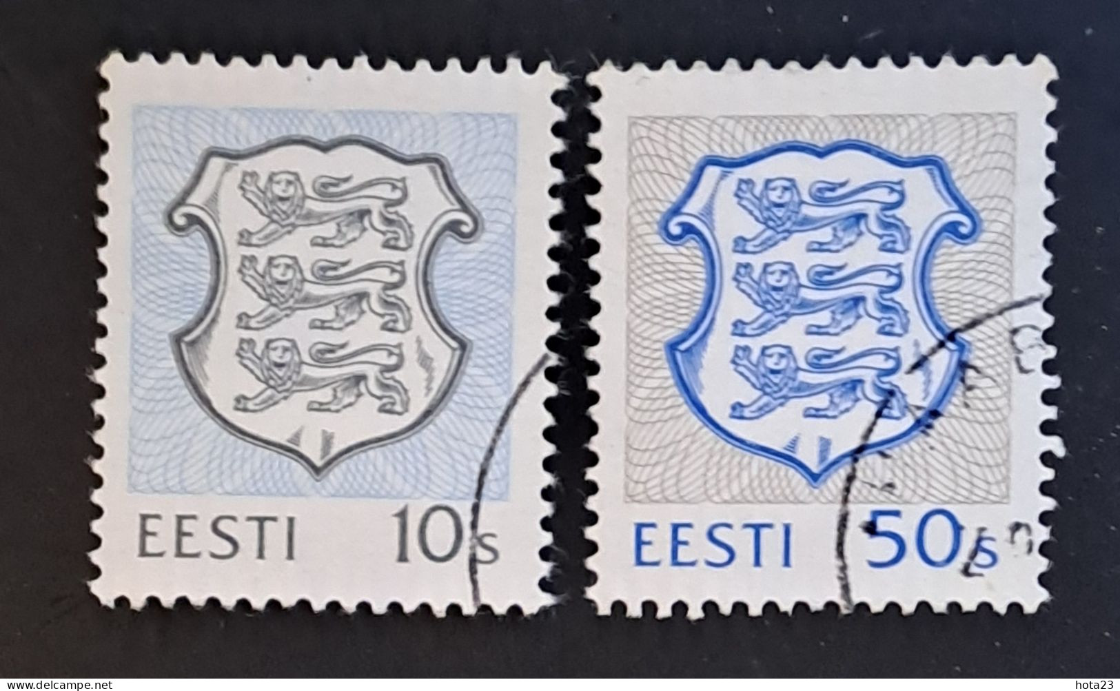 (!) Estonia 1994. Coat Of Arms. 10 AND 50 SENTI  Michel 204/205 Used STAMP SET  (0) TREE LIONS - Estland