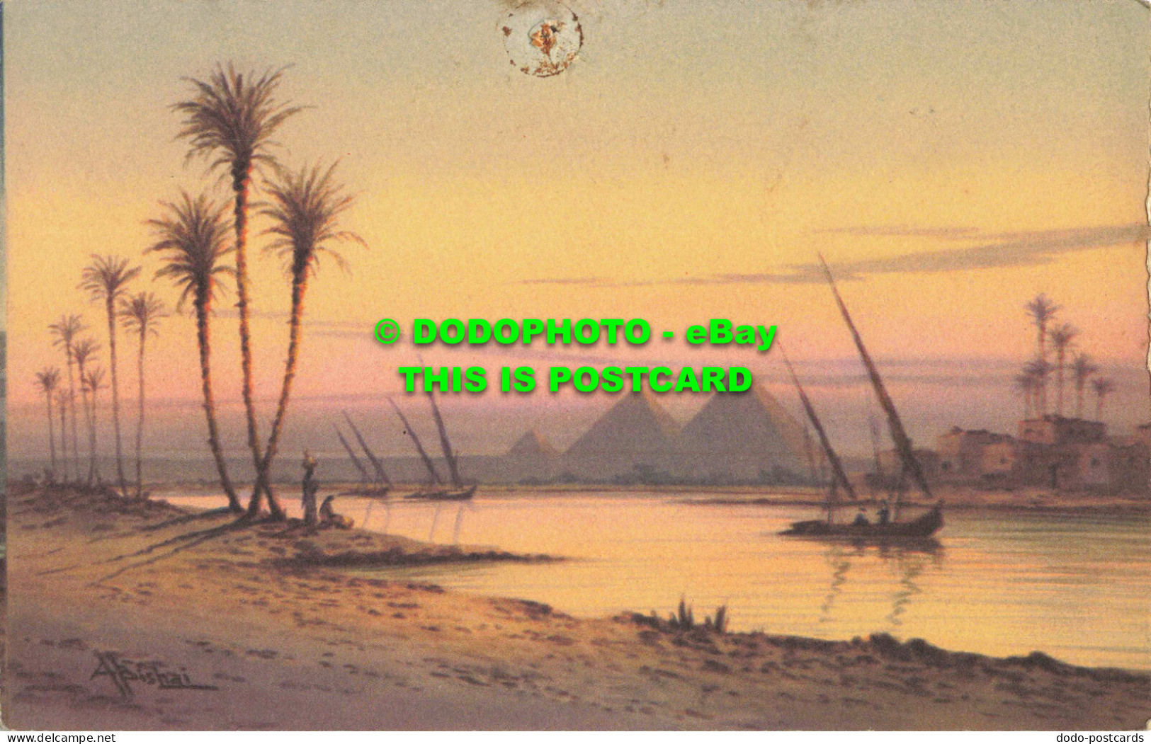 R563978 Cairo. Sunset On The Nile And The Pyramids Of Giza. Eastern Publishing C - Mondo