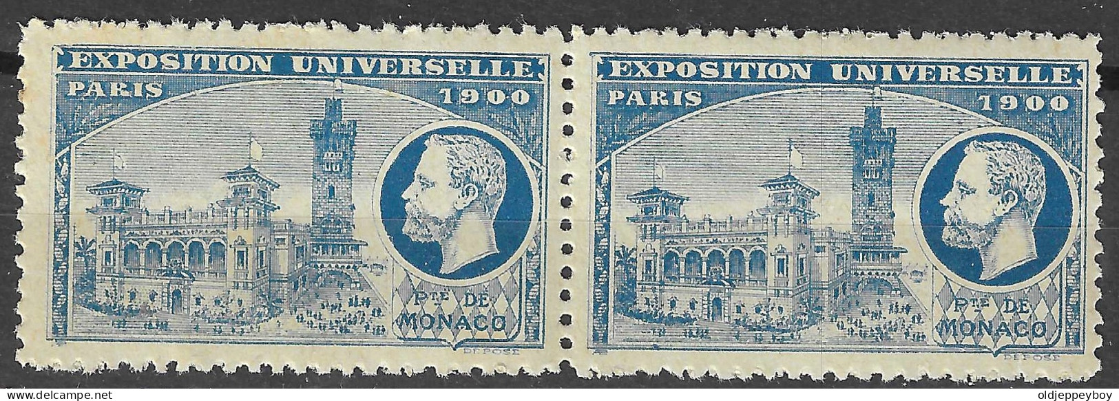 FRANCE ERINOPHILIE Fair EXPOSITION UNIVERSELLE 1900  PARIS MONACO  BLOCK OF 2 Vignette CINDERELLA MNH** - 1900 – Pariis (France)