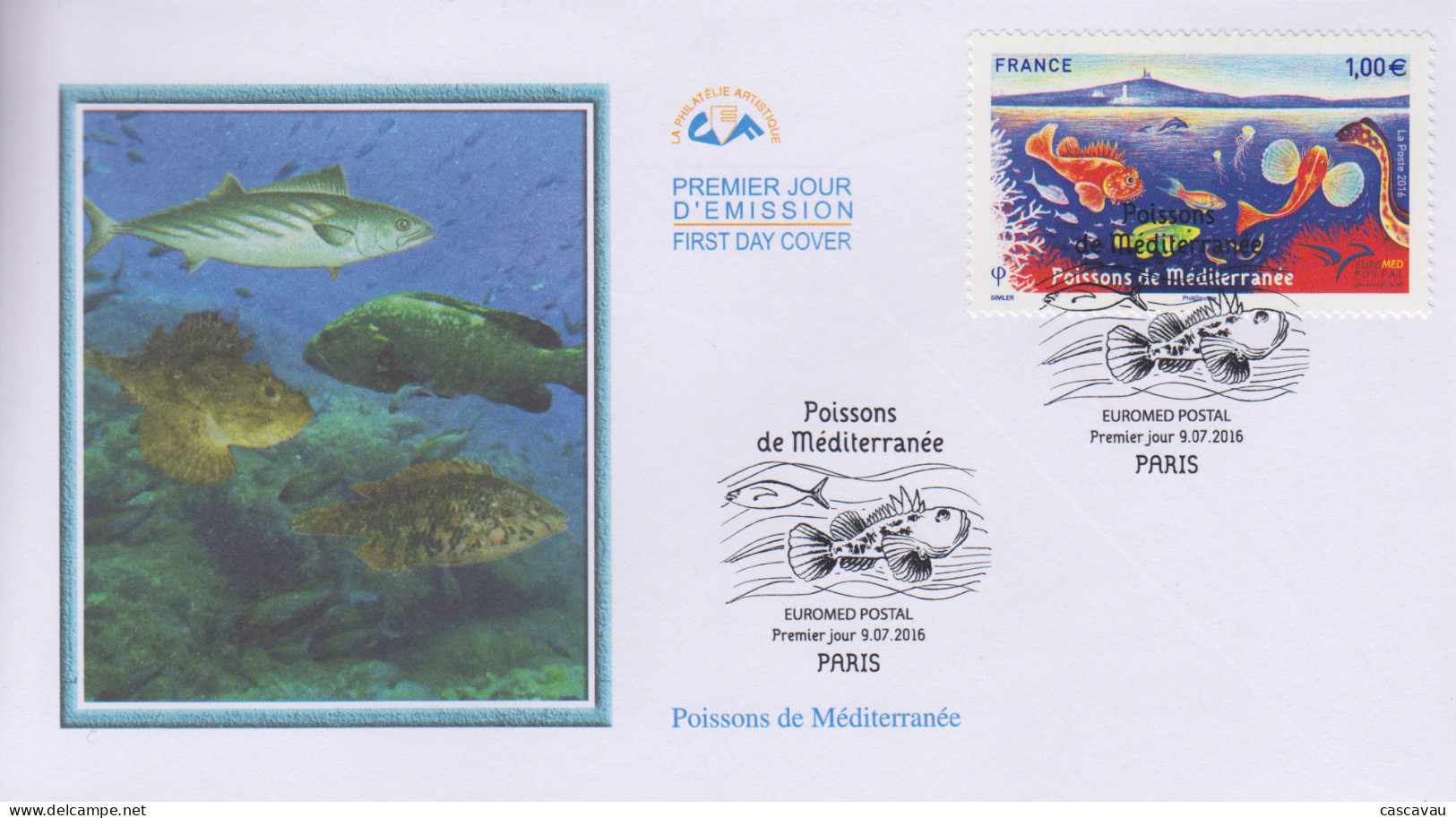 Enveloppe  FDC   1er  Jour   FRANCE    Poissons  De  Méditerranée    EUROMED    2016 - 2010-2019