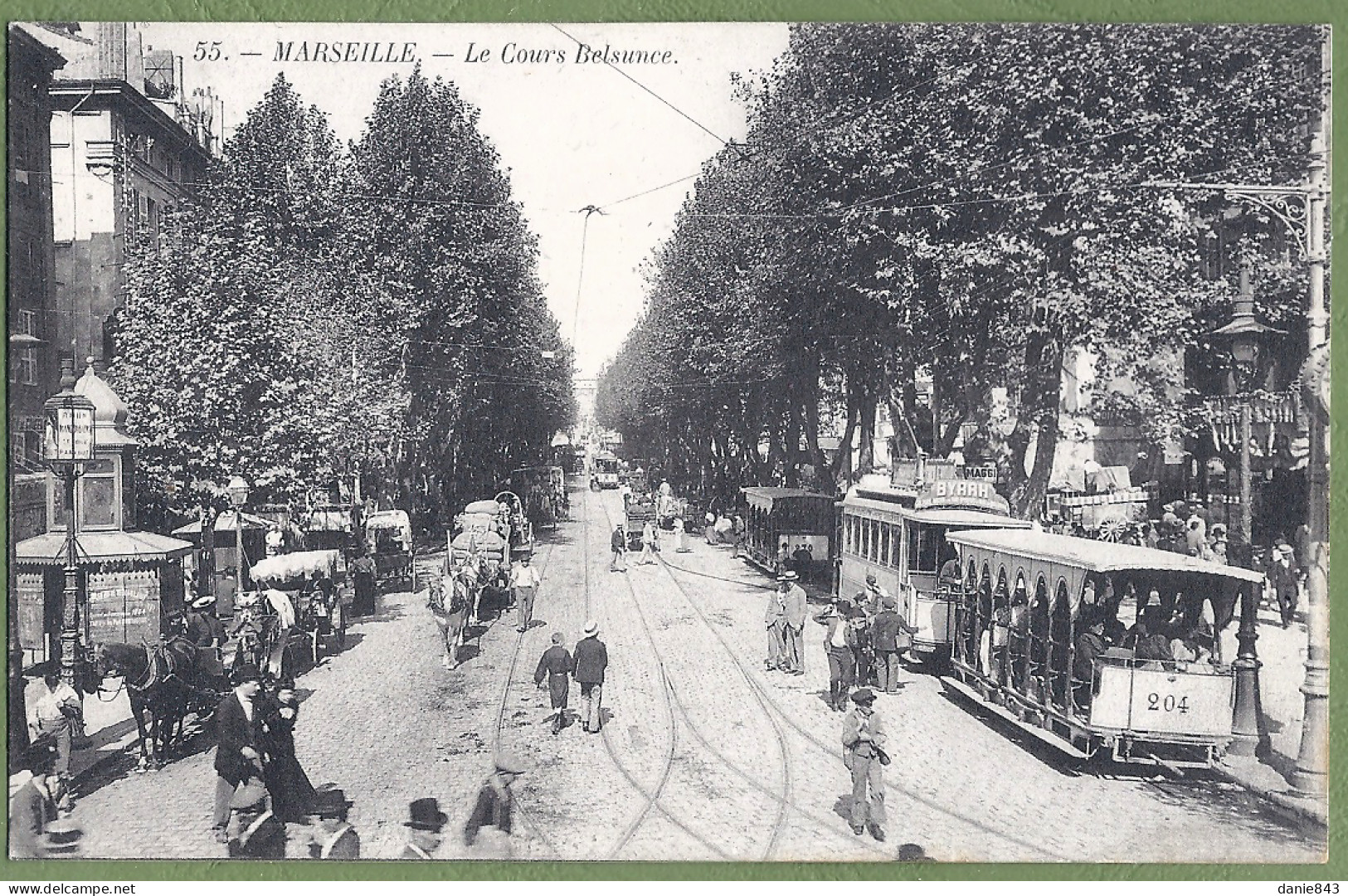 CPA  - BOUCHES DU RHONE - MARSEILLE - LE COURS BELSUNCE - Belle Animation, Attelages, Tramways - Canebière, Centre Ville