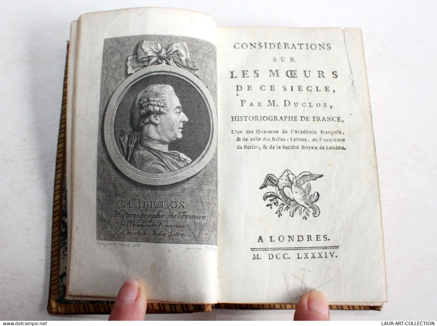 CONSIDERATIONS SUR LES MOEURS DE CE SIECLE Par M. DUCLOS 1784 Avec FRONTISPICE / ANCIEN LIVRE XVIIIe SIECLE (2204.25) - 1701-1800