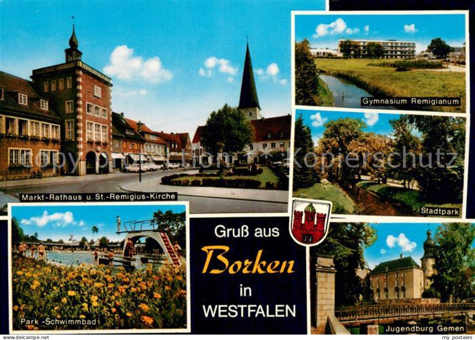 73669844 Borken Westfalen Markt Rathaus Kirche Gymnasium Stadtpark Jugendburg Ge - Borken