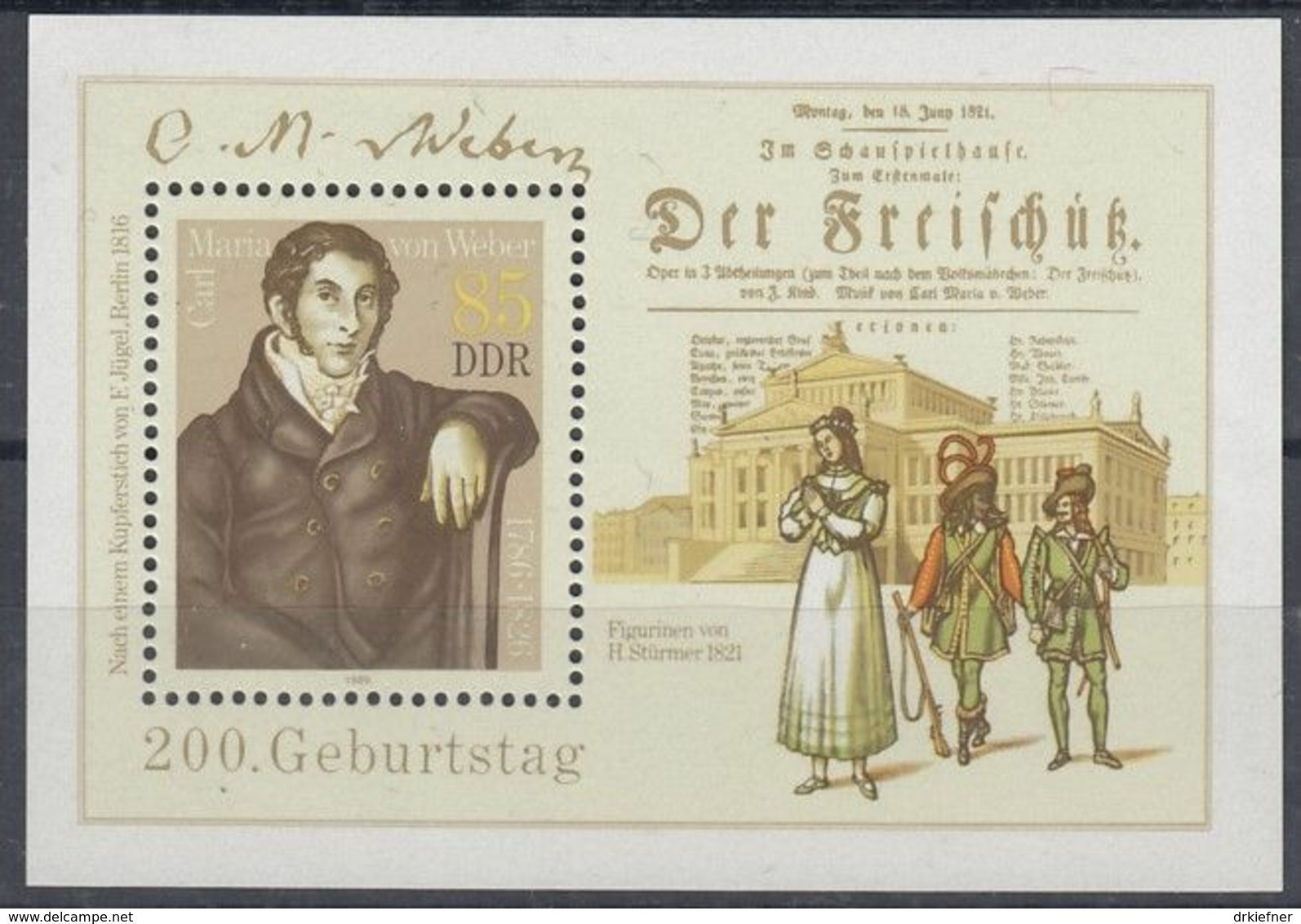 DDR  Block 86, Postfrisch **, Carl Maria Von Weber 1986 - Andere & Zonder Classificatie