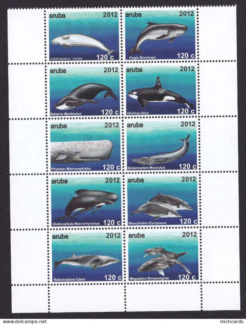 323 ARUBA 2012 - Y&T 629/38 - Baleine Mammifere Marin - Neuf ** (MNH) Sans Charniere - Curaçao, Antille Olandesi, Aruba