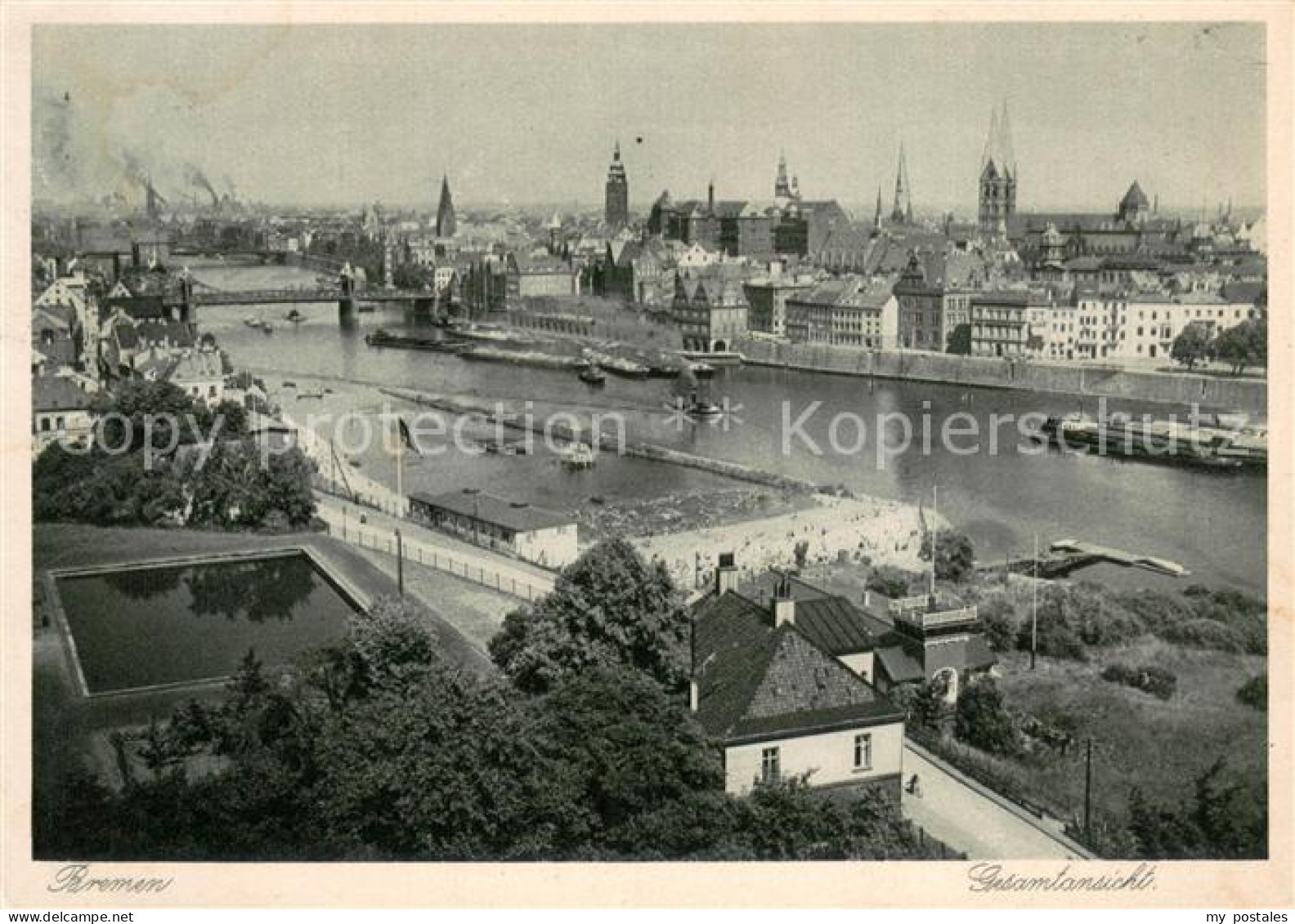 73669751 Bremen Stadtpanorama Mit Blick Ueber Die Weser Kupfertiefdruck Bremen - Bremen