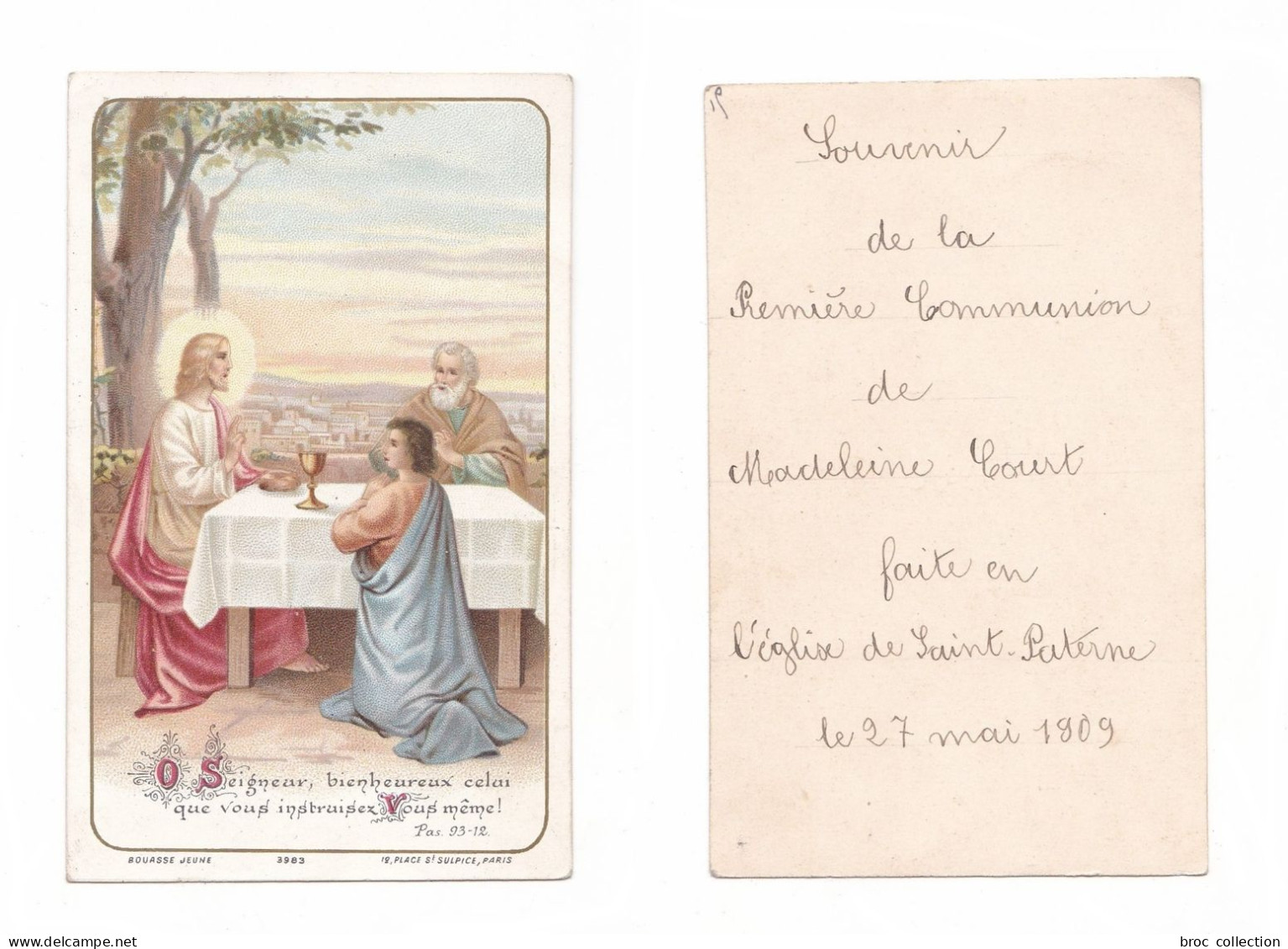 Orléans, 1re Communion De Madeleine Court, 1909, église Saint-Paterne, éd. Bouasse Jeune N° 3983 - Devotion Images