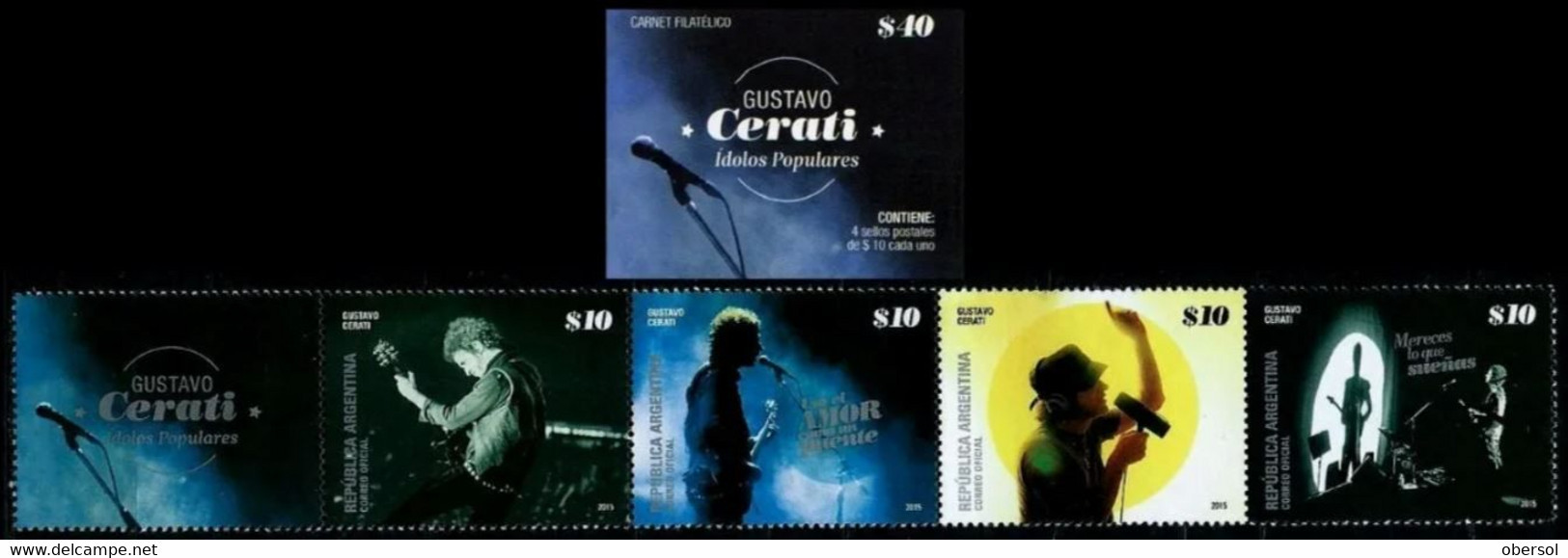 Argentina 2015 Gustavo Cerati Complete Set In Strip MNH In Booklet - Ungebraucht