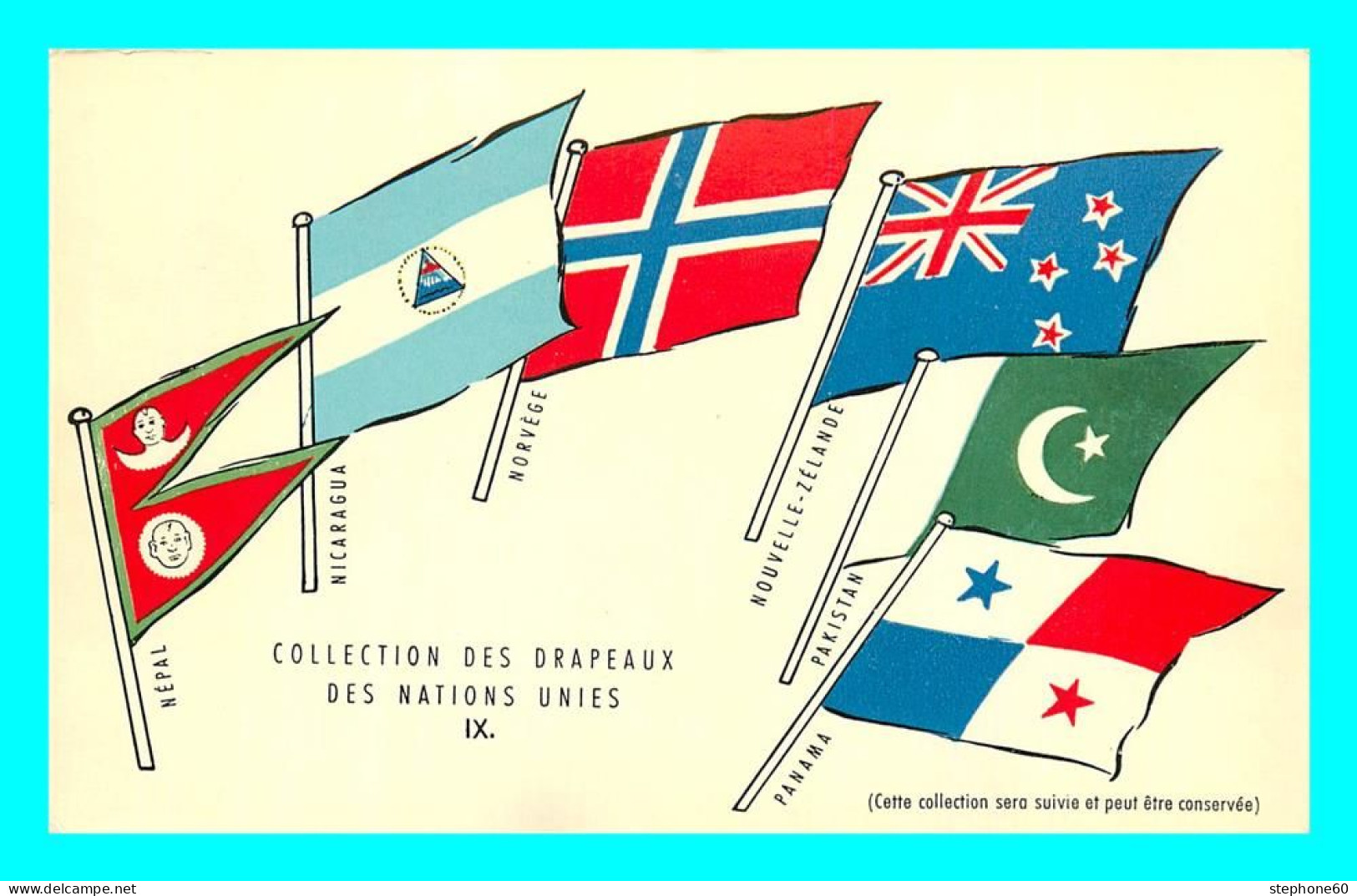 A853 / 203  Collection Des Drapeaux Des Nations Unies IX - Werbepostkarten