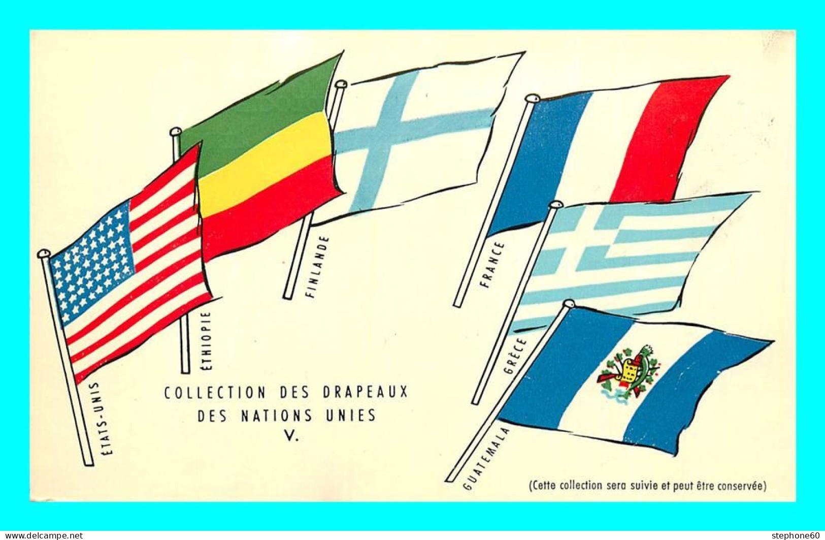 A853 / 195  Collection Des Drapeaux Des Nations Unies V - Werbepostkarten