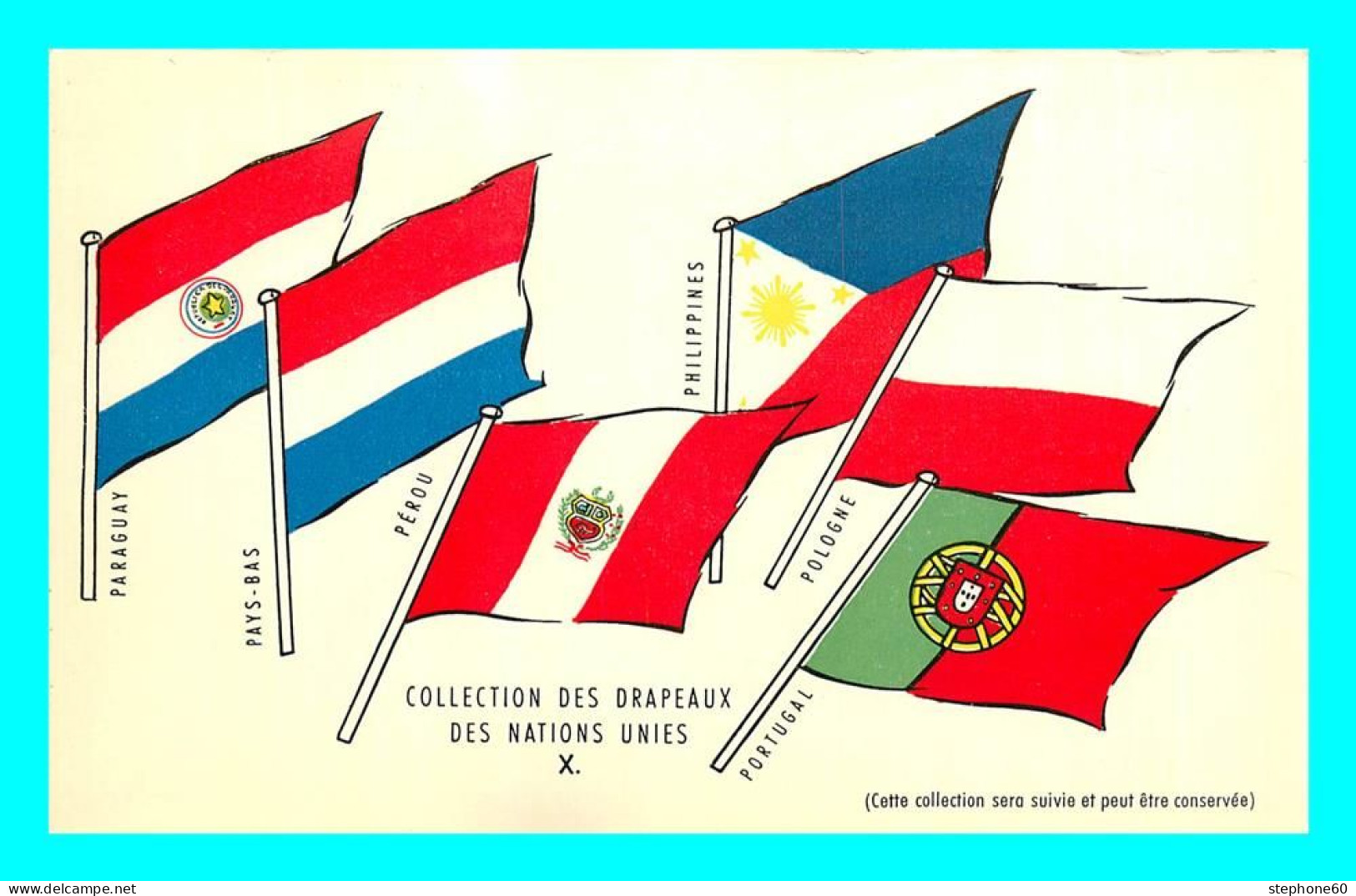 A853 / 209  Collection Des Drapeaux Des Nations Unies X - Werbepostkarten