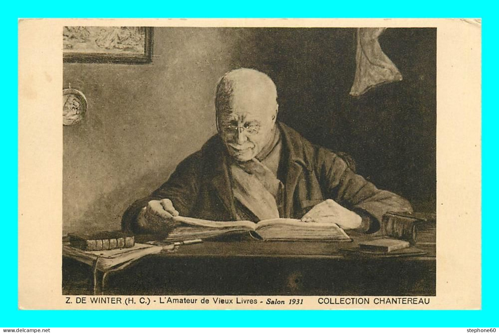 A853 / 257 Tableau Z. De WINTER L'Amateur De Vieux Livres SALON 1931 - Paintings