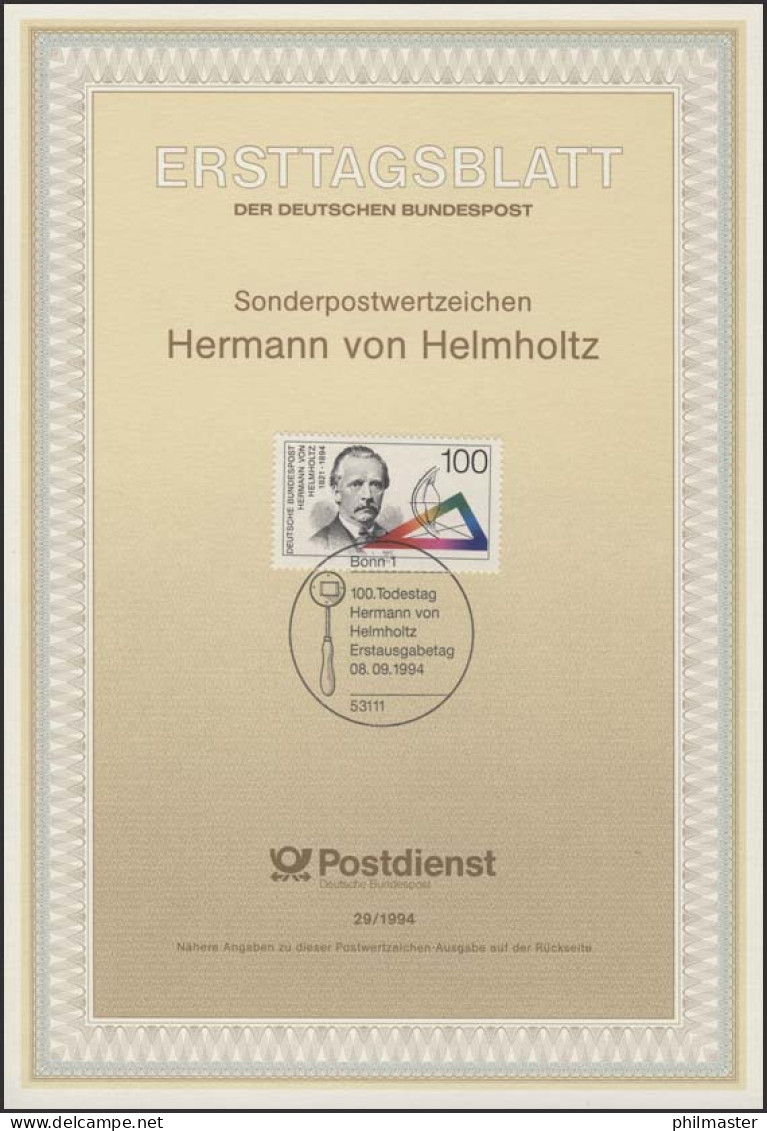 ETB 29/1994 Hermann Von Helmholtz, Naturforscher - 1991-2000