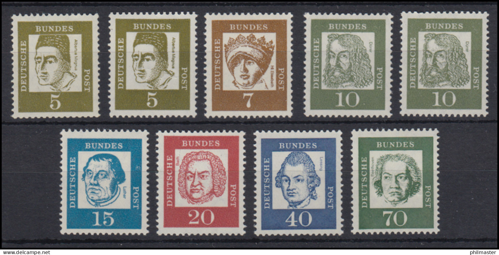 Aus 347-358y Bedeutende Deutsche - Lot Mit 9 Werten, Alle Mit Zählnummer, ** - Rollenmarken