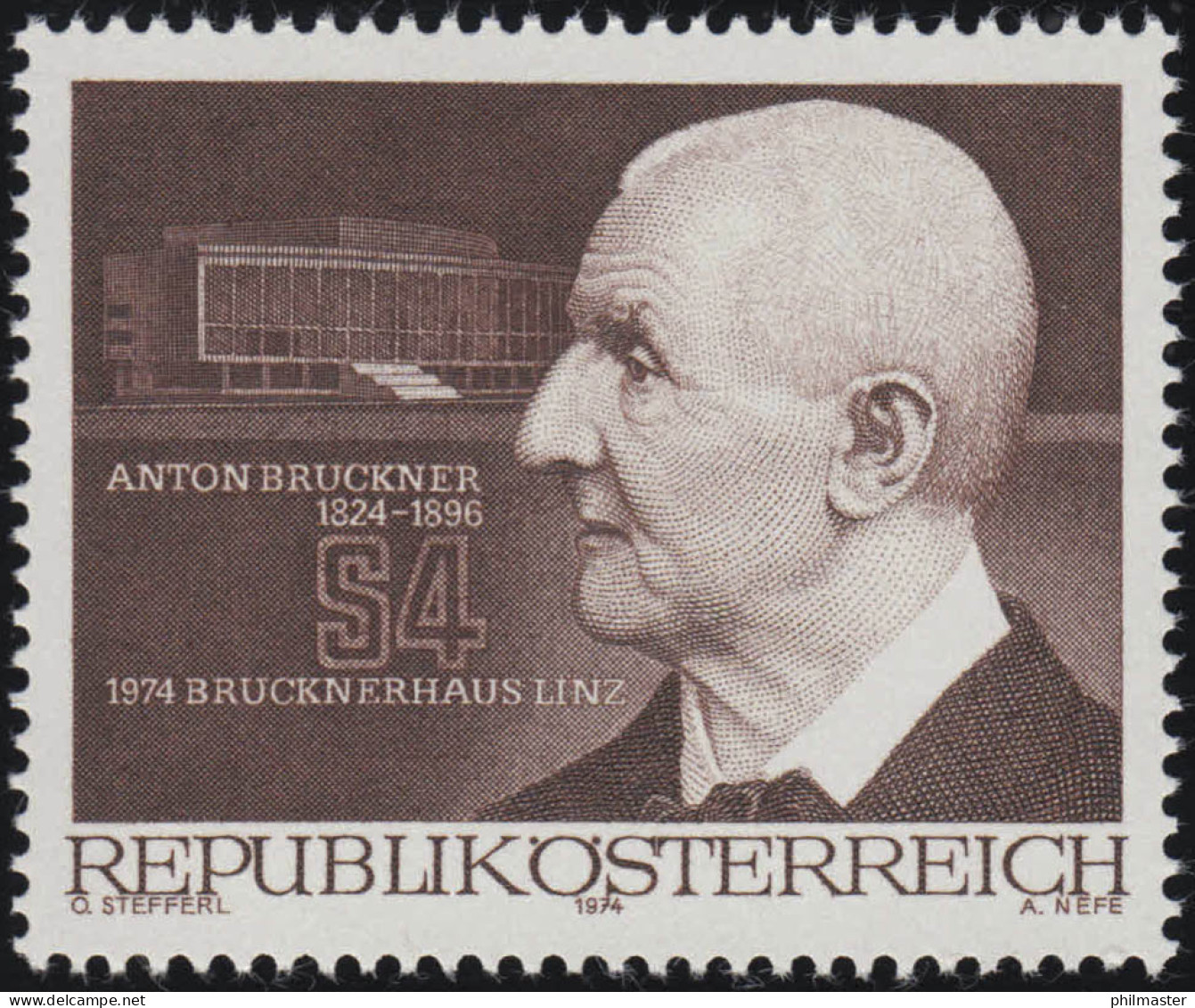 1443 Eröffnung Anton-Bruckner-Haus In Linz, Komponist, 4 S Postfrisch ** - Unused Stamps