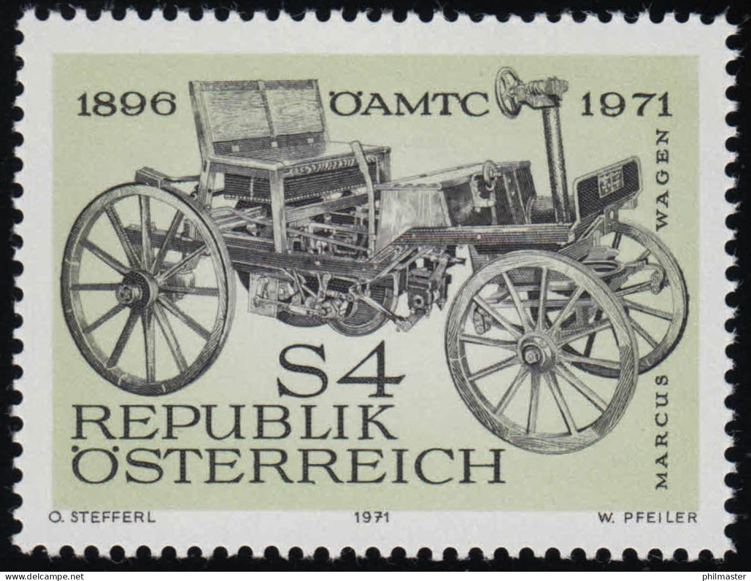 1371 75 J. Öst.Automobil, Motorrad + Touring Club, Marcus-Wagen, 4 S **  - Unused Stamps