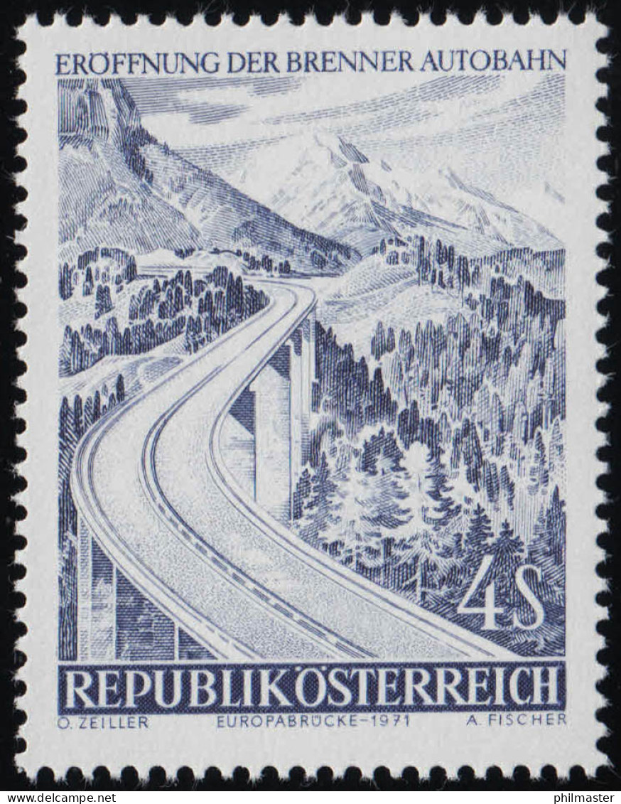 1372 Eröffnung Brenner-Autobahn, "Europabrücke", Teilstück, 4 S, Postfrisch **  - Ungebraucht