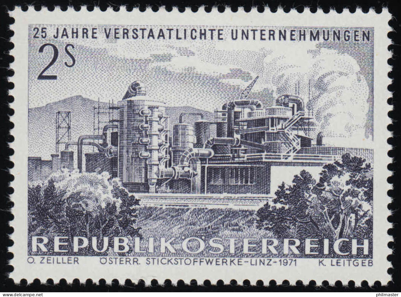 1374 25 J. Verstaatl. Unternehmen, Stickstoffwerke Linz, 2 S, Postfrisch ** - Nuevos