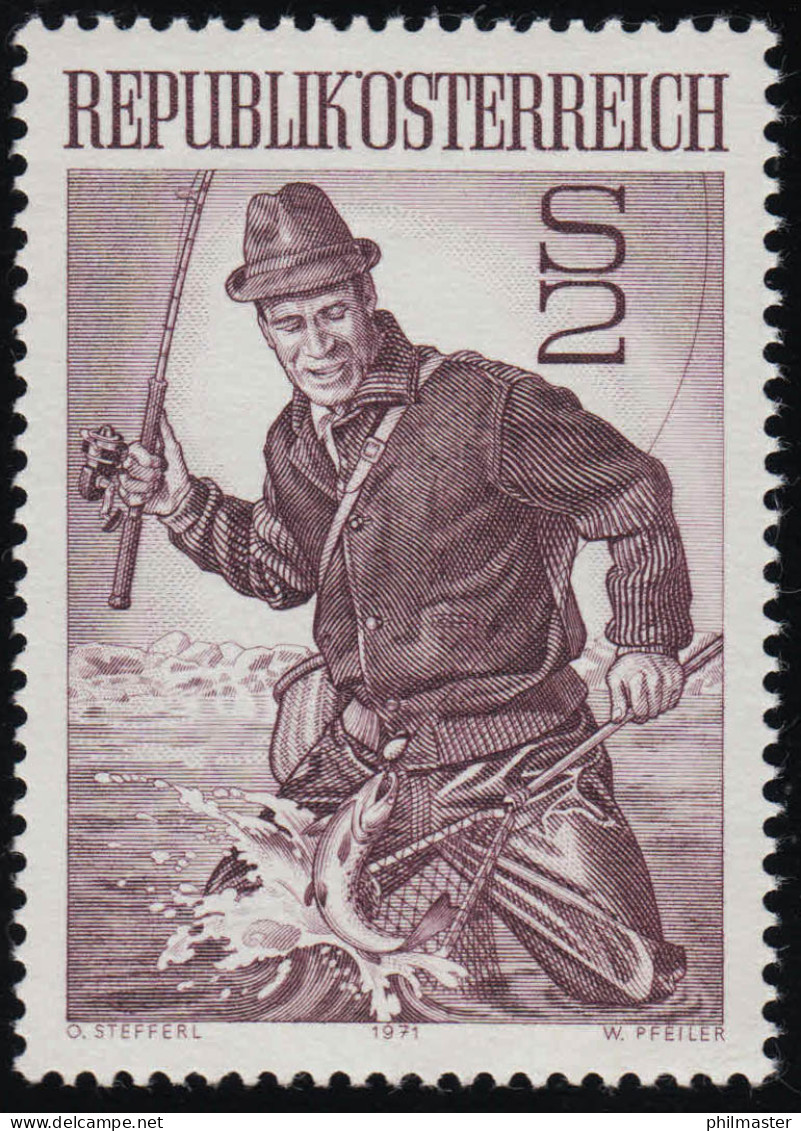1377 Sport (V), Sportangeln, 2 S, ** Postfrisch - Unused Stamps