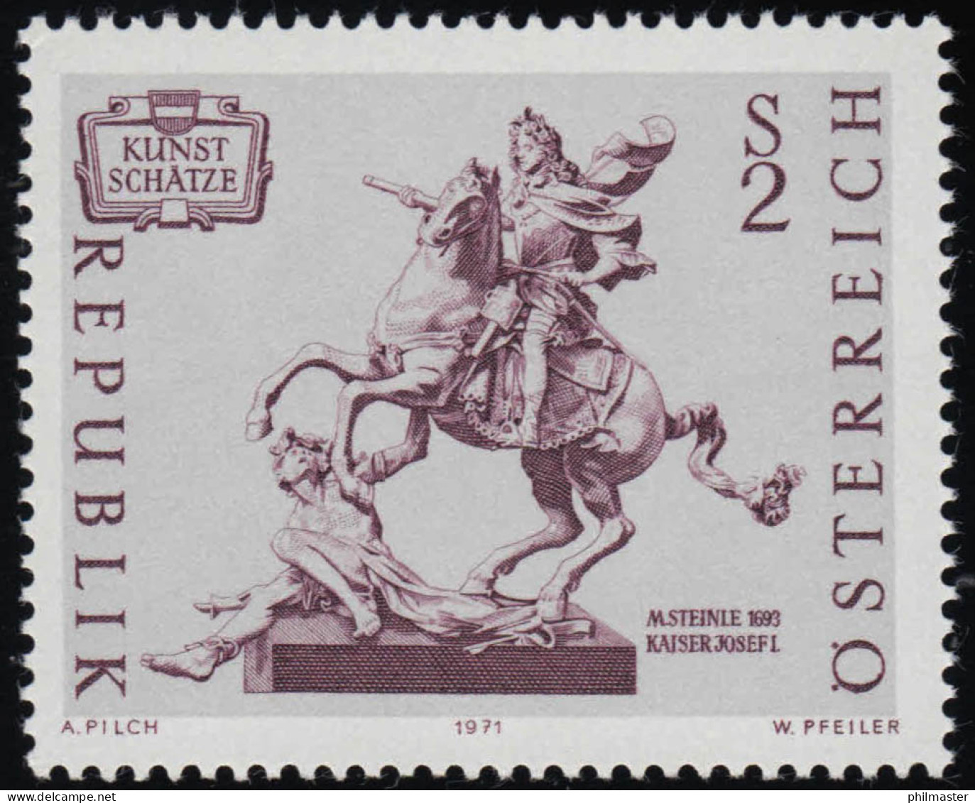 1356 Kunstschätze, Reiterstandbild Kaiser Josefs I., 2 S, Postfrisch ** - Ungebraucht