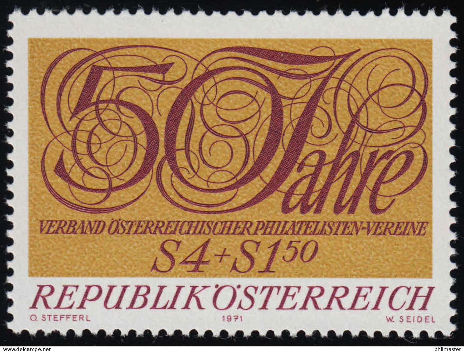 1380 50 J. Verb. Österr. Philatelistenver., Inschrift, 4 S + 1.50, Postfrisch ** - Unused Stamps