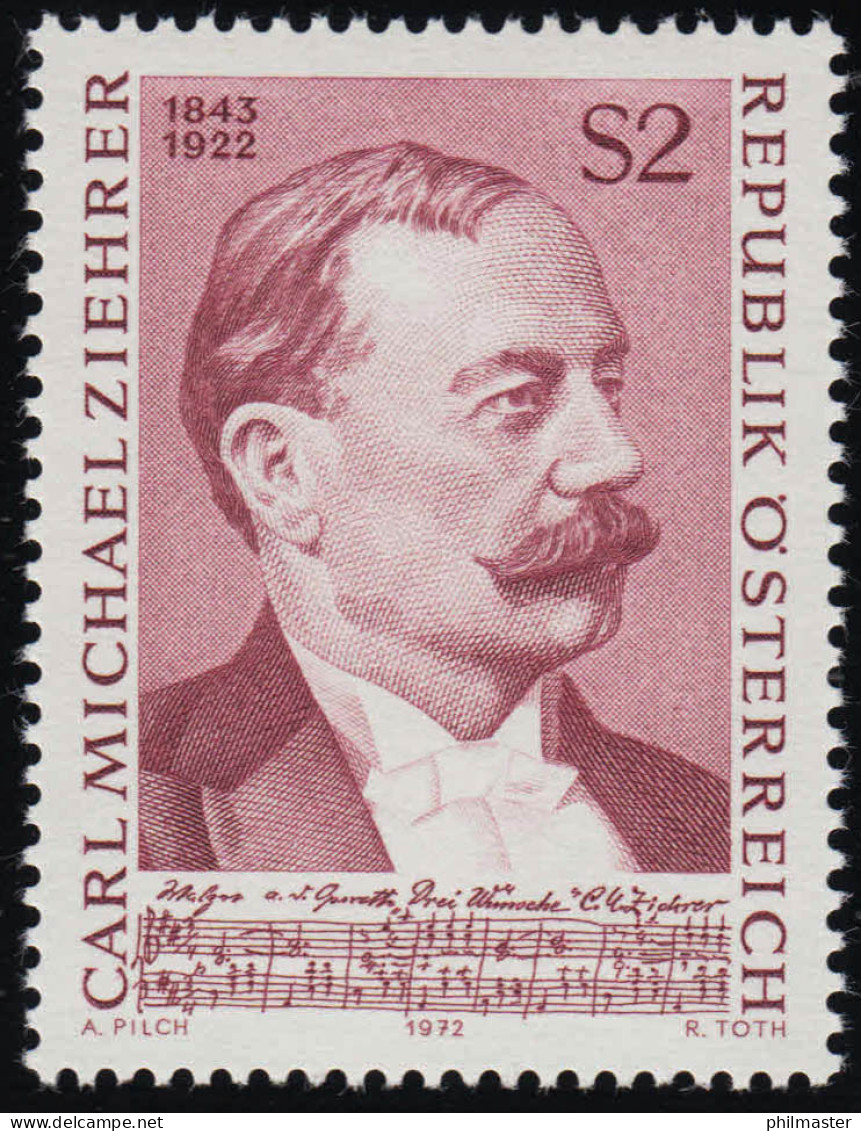 1403 50. Todestag, Carl Michael Ziehrer (1843-1922) Komponist 2 S, Postfrisch ** - Nuevos