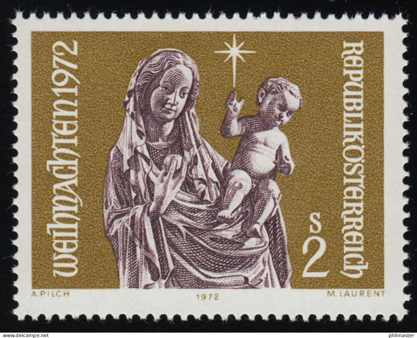 1405 Weihnachten, Muttergottes Mit Kind, Holzskulptur, 2 S, Postfrisch ** - Unused Stamps