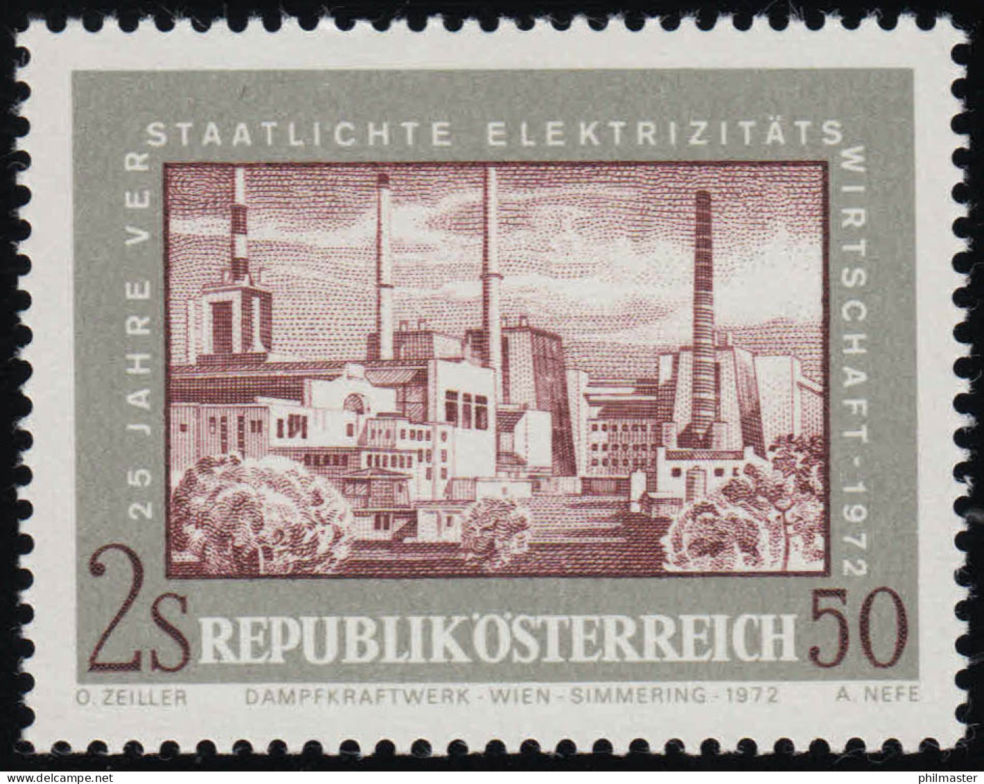 1390 25 J. Verstaatl. Elektr. Wirtschaft, Dampfkraftwerk Wien,  2.50 S ** - Nuovi