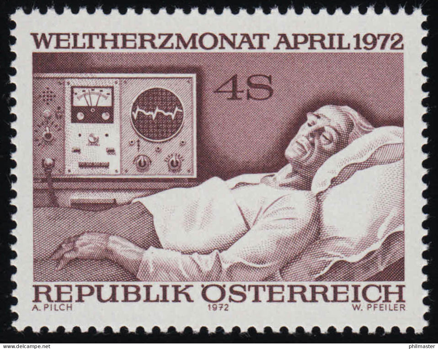 1386 Welt-Herzmonat, Patient, Herzüberwachungsgerät, 4 S, Postfrisch ** - Unused Stamps