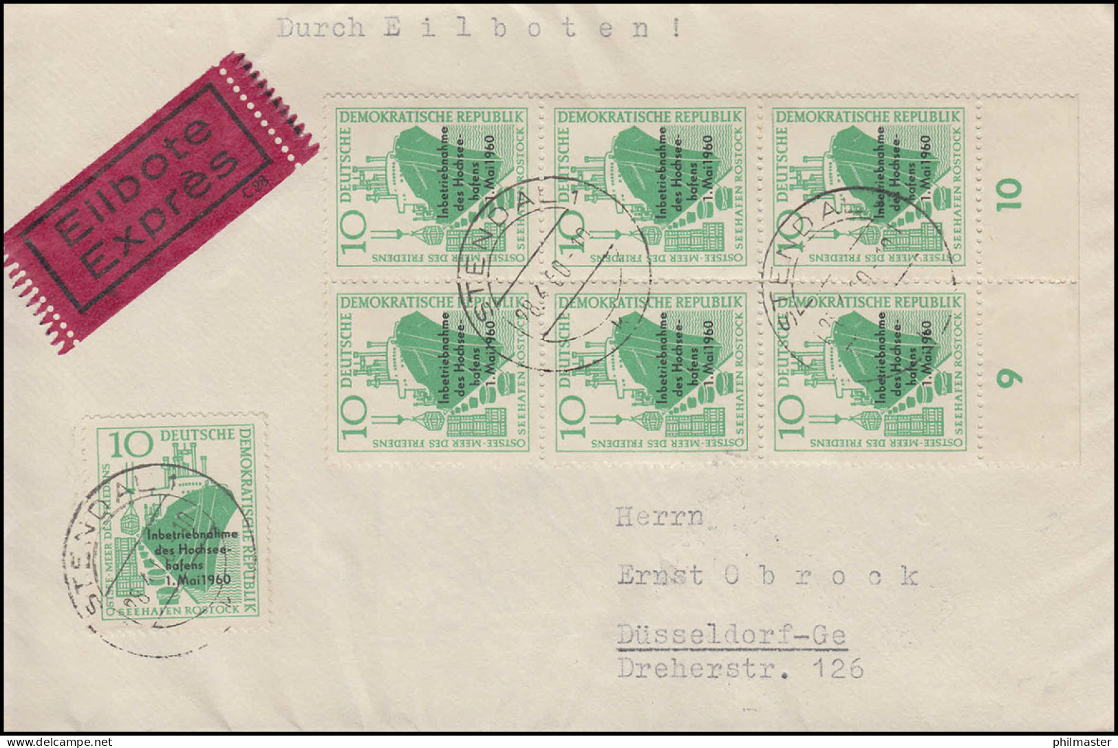 763 Inbetriebnahme Hochseehafen Rostock: MeF Auf Eil-FDC STENDAL 28.4.1960 - Cartas & Documentos