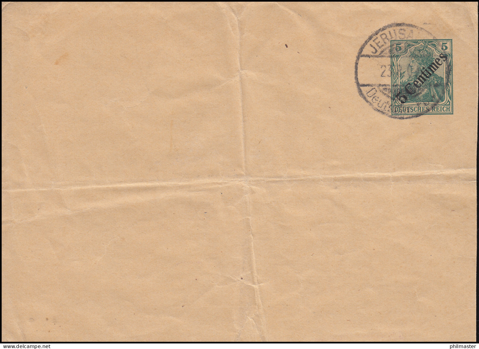 Deutsche Post Jerusalem 23.8.1909 Auf Streifband S 6 - Blanko-Abstempelung - Turchia (uffici)