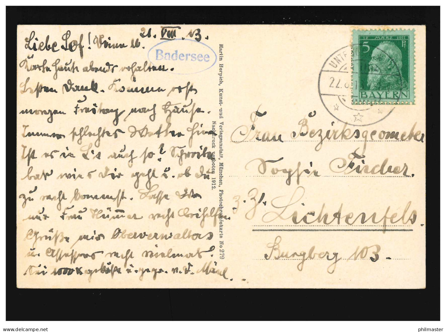 AK Badersee Mit Zugspitze, Birken, Alpen, Untergrainau 22.8.1913 - Other & Unclassified