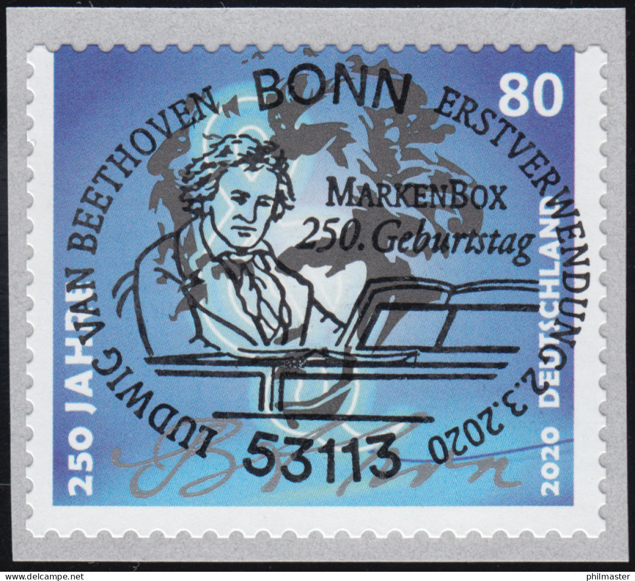 3520 Ludwig Van Beethoven, Selbstklebend Aus Rolle, EV-O Bonn 2.3.2020 - Gebraucht