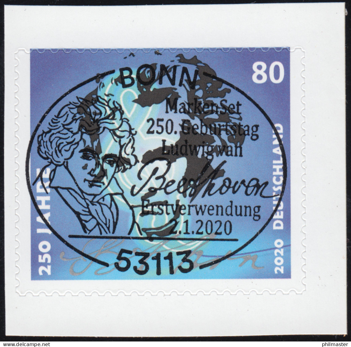 3520 Ludwig Van Beethoven, Selbstklebend Aus MH 116, EV-O Bonn 2.1.2020 - Gebraucht