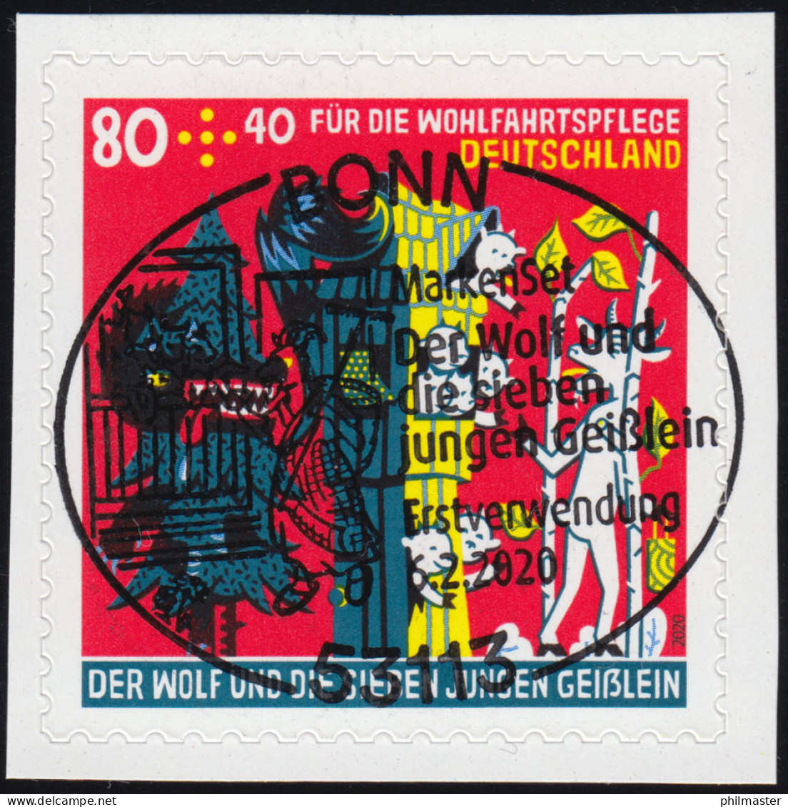 3526 Der Wolf Und Die Sieben Geißlein, Selbstklebend Aus MH 118, EV-O Bonn 2020 - Used Stamps