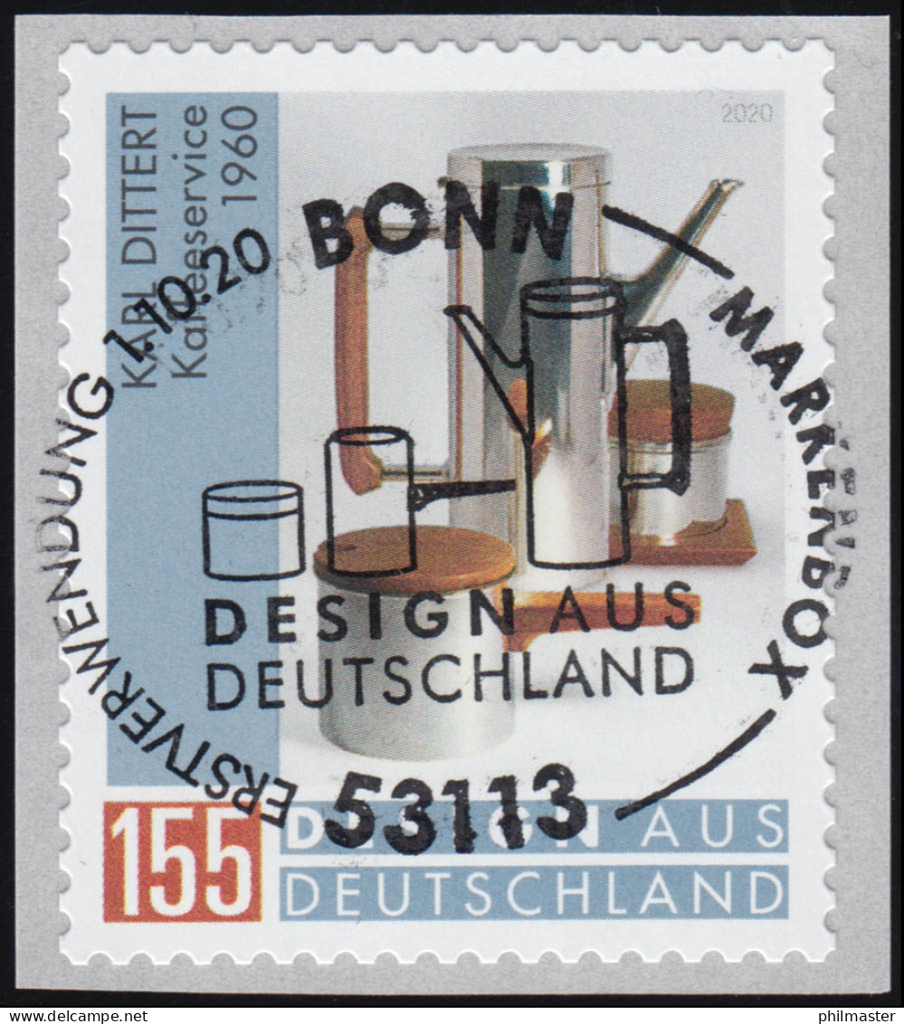 3570 Karl Dittert - Kaffeeservice, Selbstklebend, EV-O Bonn 1.10.2020 - Used Stamps