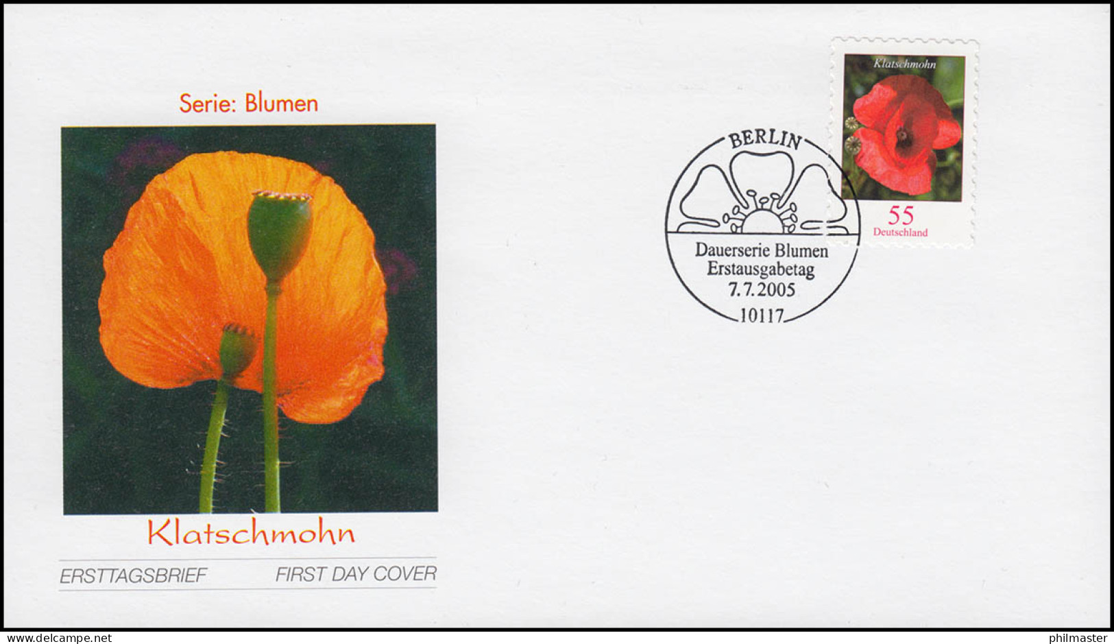 2477 Blume Klatschmohn 55 Cent SELBSTKLEBEND Auf Schmuck-FDC ESSt Berlin - Storia Postale