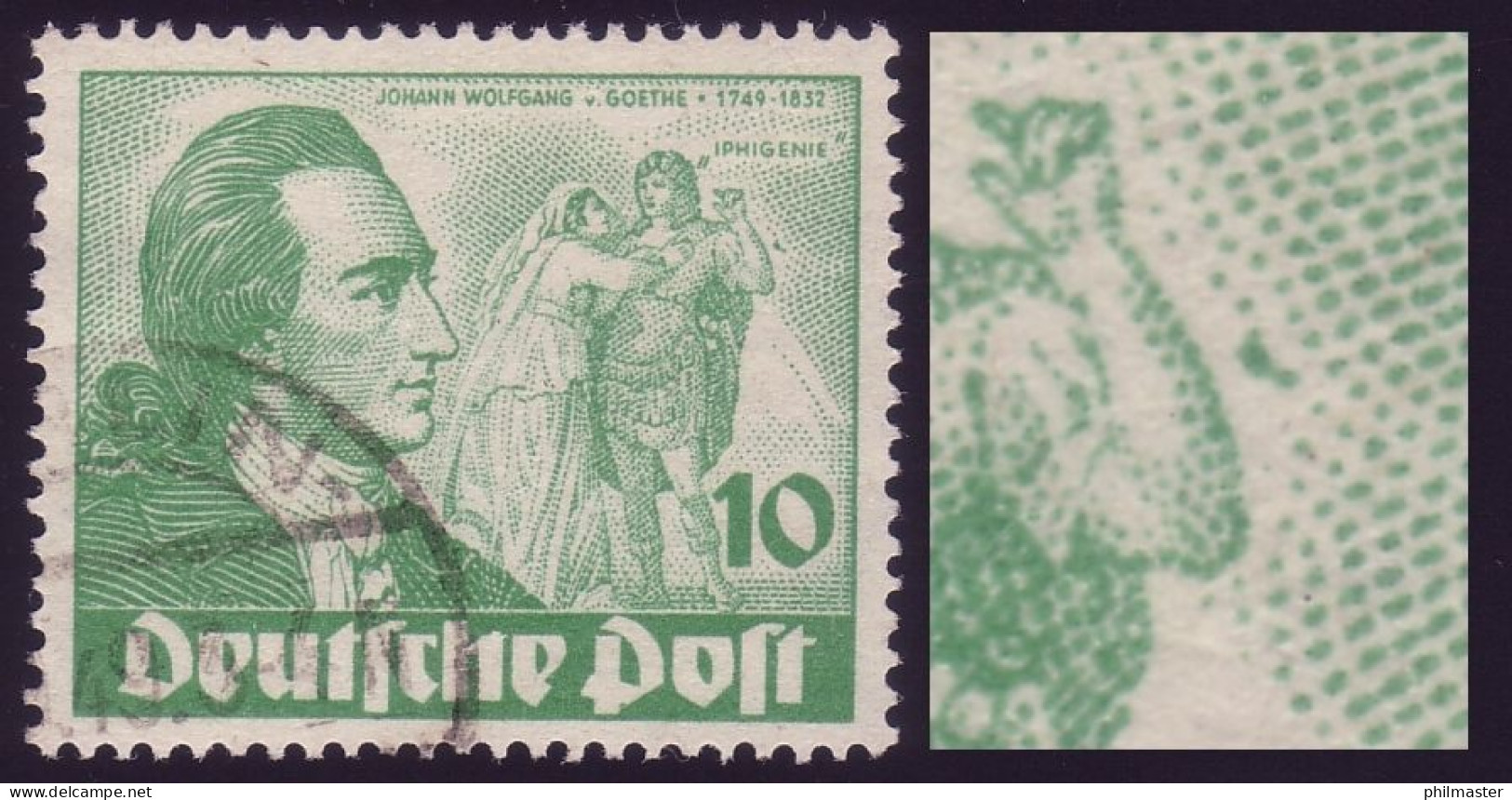 61I Goethe 10 Pf: Fleck Neben Arm O.r., Mit Berlin-Stempel, Geprüft Schlegel BPP - Variétés Et Curiosités