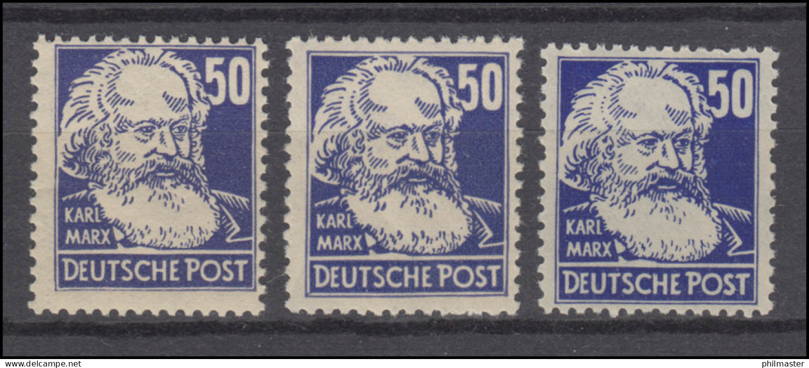 224 Karl Marx - Set Mit Drei Verschiedenen Farbvarianten, Alle ** - Neufs