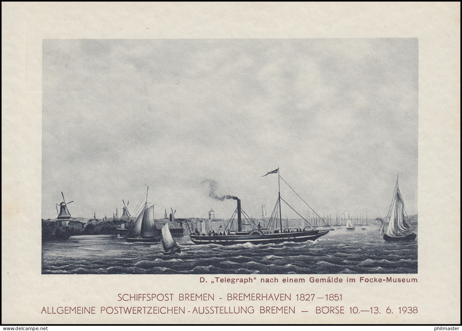 Schiffspost Bremen-Bremerhaven MS OCEANA SSt 13.6.38 Auf PP 122 Philatelistentag - Sonstige & Ohne Zuordnung